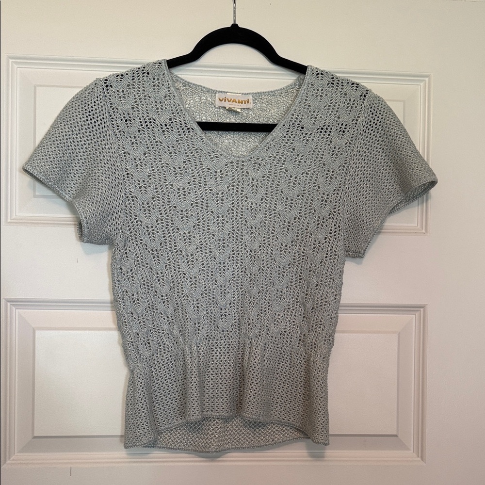 Vintage Light Gray Knit Women's Blouse